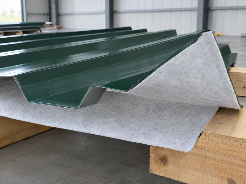 The fleece on the underside of a roof sheet