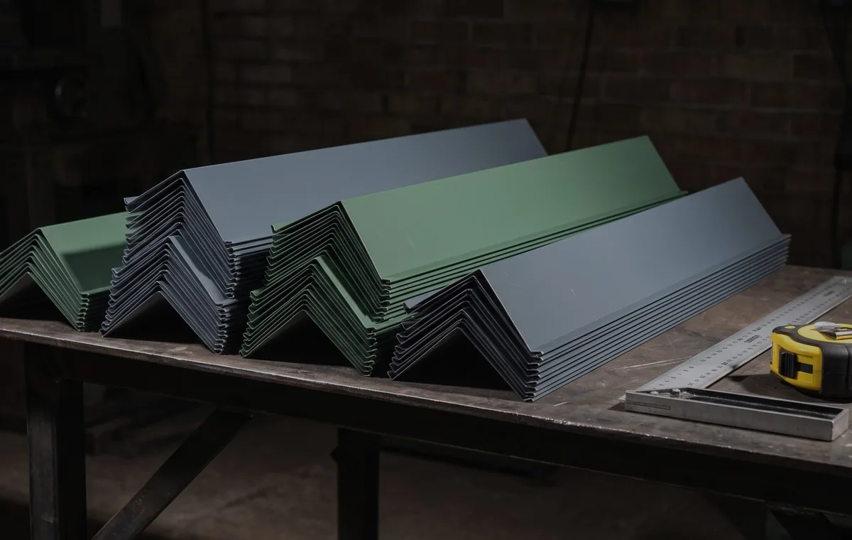 Folded steel flashings