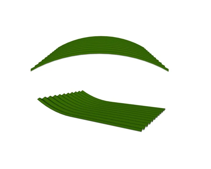 Curved and cocktailed corrugated sheets